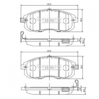 N3601099 Nipparts  Колодки тормозные диск. Nissan JUKE 10-; TIIDA 07- (пр-во Nipparts)