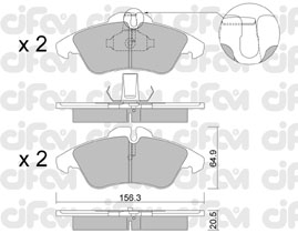 822-256-0 CIFAM Колодка торм. MB SPRINTER 2-t, VW LT 28-35 передн. (пр-во Cifam)