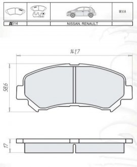 D514E INTELLI  Колодка торм. NISSAN QASHQAI (J10, JJ10) передн. (пр-во Intelli)