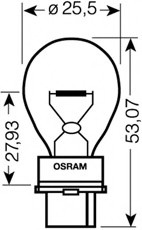 3156 OSRAM Лампа вспомогат. освещения 27W 12V W2,5X16D 5XF (пр-во OSRAM)