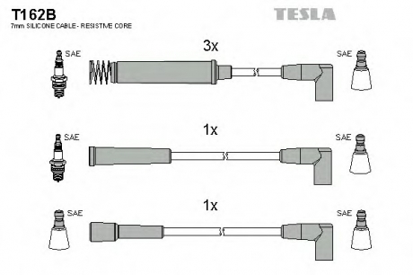 T162B TESLA  Провод высоковольтный OPEL ASCONA/KADETT/ASTRA/CORSA 1.6, к-т