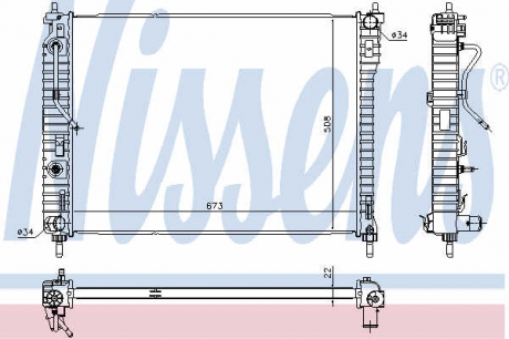61688 Nissens Радиатор охлождения CHEVROLET CAPTIVA (06-) (пр-во Nissens)