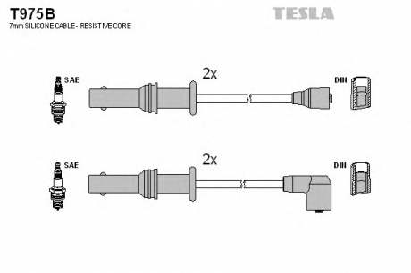T975B TESLA  Провод высоковольтный SUBARU IMPREZA/LEGACY 1.6/2.0/2.2, к-т
