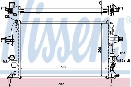 630704 Nissens Радиатор охлаждения OPEL ASTRA G (98-) 1.6i (пр-во Nissens)