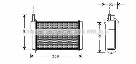 LA6009 AVA Cooling Systems Радиатор отопителя ВАЗ 2108, 09, 099, <Таврия> (пр-во AVA)