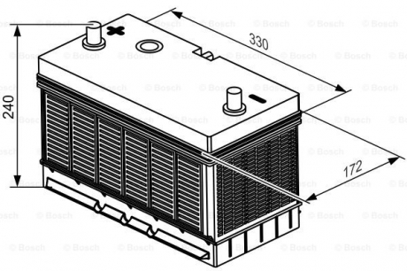 0092T30520 Bosch Акумулятор 105Ah-12v BOSCH (T3052) (330x172x240),L,EN800 клеми тонкі по центру