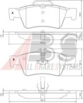 37319 A.B.S  Колодка гальм. диск. MB E/SL KLASSE (W211/230) задн. (вир-во ABS)