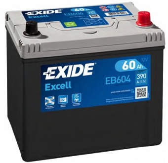 EB604 Exide Акумулятор 60Ah-12v Exide EXCELL (230х172х220), R, EN480 Азія