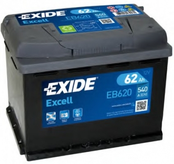 EB620 Exide Акумулятор 62Ah-12v Exide EXCELL (242х175х190), R, EN540