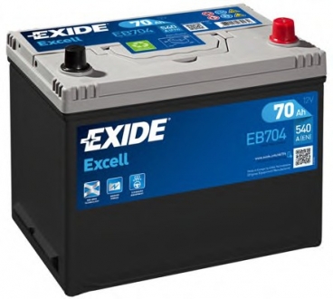 EB704 Exide Акумулятор 70Ah-12v Exide EXCELL (266х172х223), R, EN540 Азія