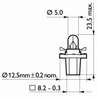 12604CP PHILIPS Лампа накаливания BAX B8,5d Green 12V 2W (пр-во Philips)