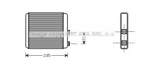 OL6321 AVA Cooling Systems Радиатор отопителя ASTRA G/ZAFIRA +AC 98-05 (пр-во AVA)