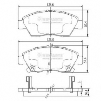 J3604033 Nipparts  Колодки тормозные диск. Honda CIVIC; (пр-во Nipparts)