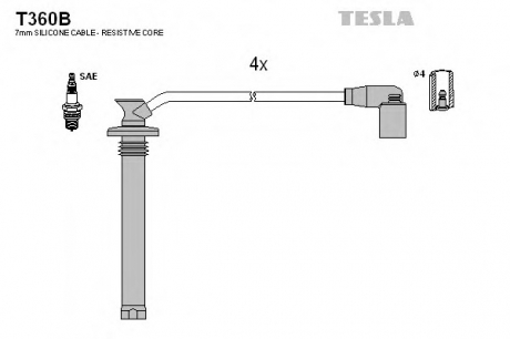 T360B TESLA  Комплект кабелів високовольтних