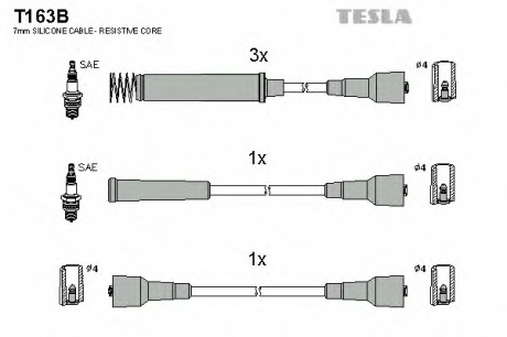 T163B TESLA  Провод высоковольтный OPEL OMEGA/FRONTERA 1.8/2.0, к-т
