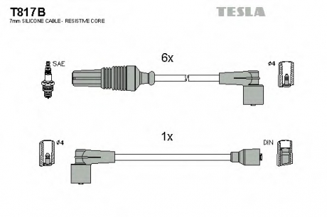 T817B TESLA  Провод высоковольтный CITROEN/PEUGEOT XM/605 3.0, к-т