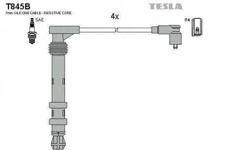 T845B TESLA  Провод высоковольтный FIAT/LANCIA DOBLO 1/6 16V, к-т