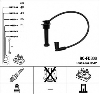 RC-FD808 NGK Дріт запалювання (код 8542) FORD,MAZDA (вир-во NGK)