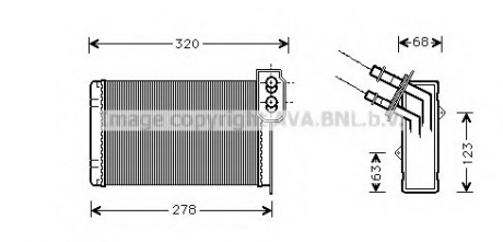 RT6048 AVA Cooling Systems Радіатор опалювача CLIO 1/MEGANE 1/R19 MT/AT (Ava)