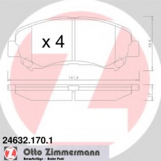 246321701 Otto Zimmermann GmbH Гальмівні колодки перед Nissan X-trail с 2007г/Qas