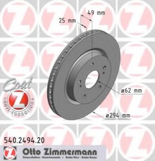 540249420 Otto Zimmermann GmbH Гальмівний диск перед вент Suzuki Grand Vitara с 2