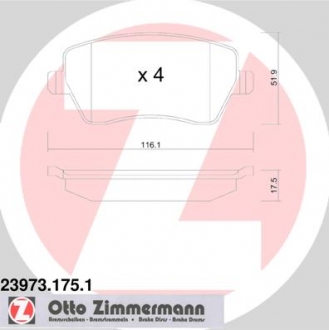 239731751 Otto Zimmermann GmbH Гальмівні колодки перед Nissan Micra/Note/Tiida/Re