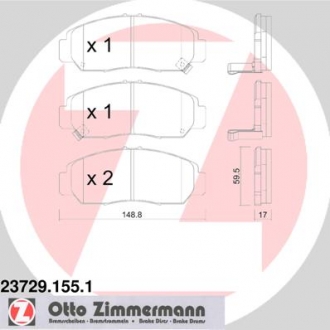 237291551 Otto Zimmermann GmbH Гальмівні колодки перед Honda Civic c 2006г/Stream