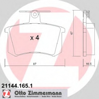 211441651 Otto Zimmermann GmbH К-кт зад гальм колодок Audi 80/100/A4 -97/Fiat Cro