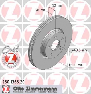 250136520 Otto Zimmermann GmbH Гальмівний диск перед вент Ford Mondeo c 2007г (30