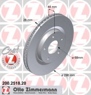 200251820 Otto Zimmermann GmbH Гальмівний диск перед вент Nissan Qashqai/X-Trail