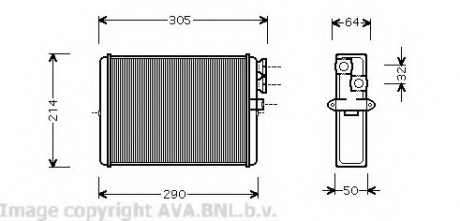 VOA6110 AVA Cooling Systems Радиатор отопителя HEATER S60/XC70/V70/S80 (Ava)