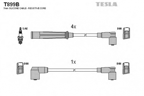 T899B TESLA  Провод высоковольтный MAZDA 626 1.8/2.0/2.2, к-т