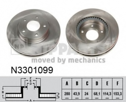 N3301099 Nipparts  Диск тормозной Nissan JUKE 10- (пр-во Nipparts)