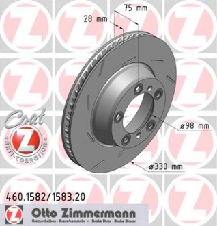 460158220 Otto Zimmermann GmbH Гальмiвний диск PORSCHE PANAMERA 09- L Coat Z
