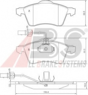 37143 A.B.S  Колодка гальм. диск. VW T4 15" передн. (вир-во ABS)