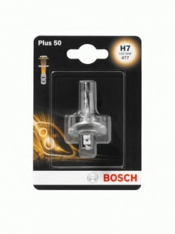 1987301042 Bosch Лампа розжарювання 12 V 55 W H7 PLUS 50 блістер (вир-во Bosch)