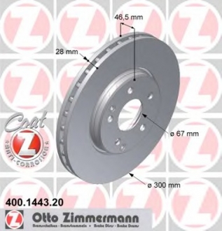 400144320 Otto Zimmermann GmbH Диск гальмівний Coat Z