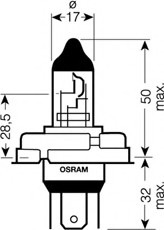 64183 OSRAM Автолампа Osram (H4/R2 12V 45/40W P45T)