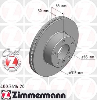 400361420 Otto Zimmermann GmbH Гальмiвний диск перед. DB G-klass 90-