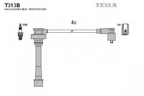 T313B TESLA  Провод высоковольтный Chery 2.4, к-т