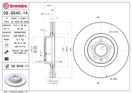 09.9540.11 Brembo Тормозной диск Brembo Painted disk