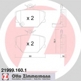 219991601 Otto Zimmermann GmbH Гальмiвнi колодки перед Smart 98-