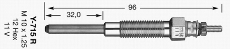 Y-715R NGK Свеча накаливания (пр-во NGK)