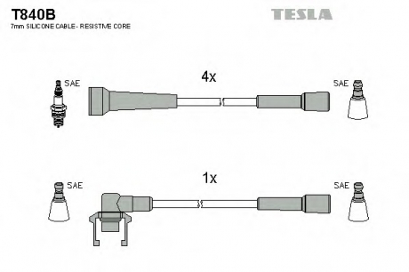 T840B TESLA  Комплект кабелiв запалювання