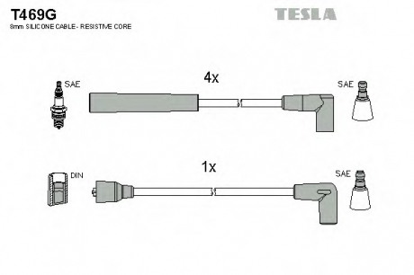 T469G TESLA  Комплект кабелiв запалювання