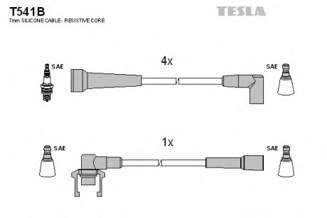 T541B TESLA  Комплект кабелiв запалювання