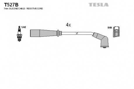 T527B TESLA  Комплект кабелiв запалювання