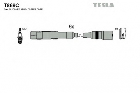 T869C TESLA  Комплект кабелiв запалювання