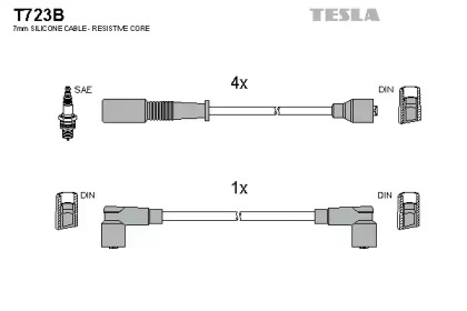 T723B TESLA  Комплект кабелiв запалювання