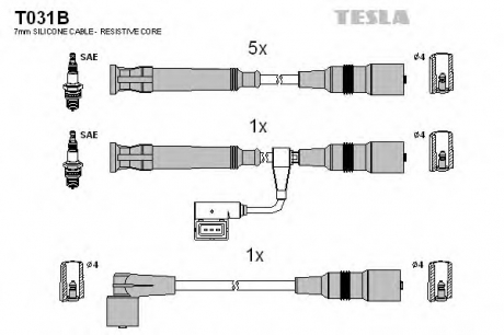 T031B TESLA  Комплект кабелiв запалювання